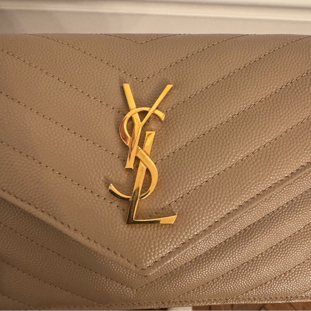 Saint Laurent Tan Chevron Crossbody Bag - Picture 5 of 5